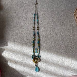 Blue and Green abstract necklace